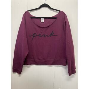 PINK Victoria's Secret Women's Off Shoulder Sweatshirt Size XXL Maroon Oversized